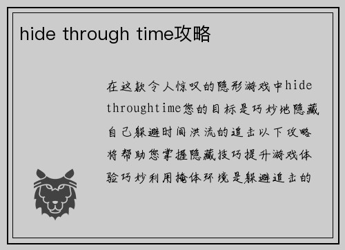 hide through time攻略